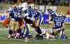 TREVOR HAGAN / WINNIPEG FREE PRESS
Winnipeg Blue Bombers' quarterback Drew Willy (5) is sacked by BC Lions' Khreem Smith (94) during a game in Winnipeg last season.