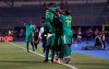 Senegal players celebrate after a goal during the African Cup of Nations quarterfinal soccer match between Senegal and Benin in 30 June stadium in Cairo, Egypt, Wednesday, July 10, 2019. (AP Photo/Hassan Ammar)