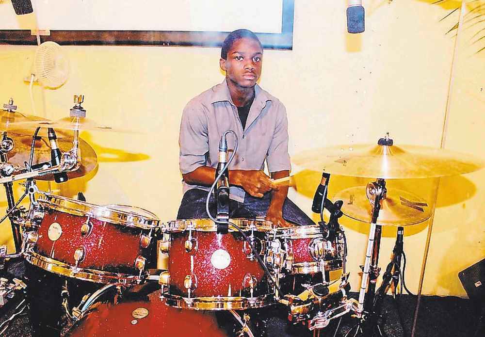 Sackey on the drum kit. (Supplied)
