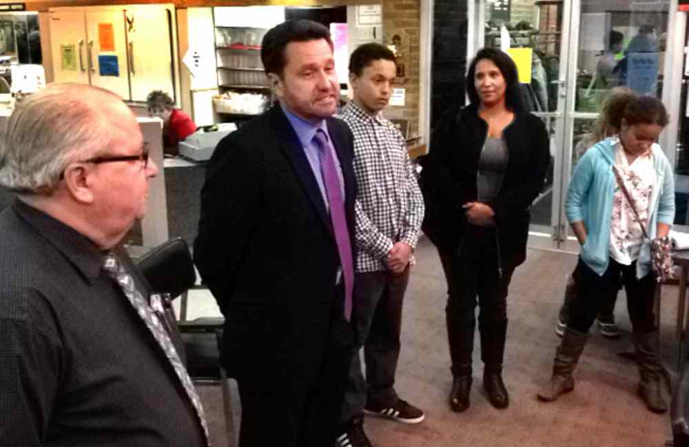 Bruce Bumstead / Brandon Sun
With his family by his side, newly elected Progressive Conservative MLA Doyle Piwniuk greets his supporters after winning Tuesday's by-election for Arthur-Virden.