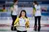 JONATHAN HAYWARD / THE CANADIAN PRESS
Manitoba skip Kerri Einarson reacts to missing a shot during the page playoff against Northern Ontario at the Scotties Tournament of Hearts in Grande Prairie, Alta. Saturday.