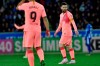 Barcelona forward Lionel Messi looks at the ball during a Spanish La Liga soccer match between Deportivo Alaves and FC Barcelona at the Medizorrosa stadium in Vitoria, Spain, Tuesday, April 23, 2019. (AP Photo/Alvaro Barrientos)