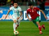 Argentina's Lautaro Martinez, left, vies for the ball with Morocco's Achraf Akimi during an international friendly soccer match between Morocco and Argentina in Tangier, Morocco, Tuesday, March 26, 2019. (AP Photo/Mosa'ab Elshamy)