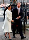 FILE - In this file photo dated Monday, March 11, 2019, Britain's Prince Harry and Meghan Markle, the Duchess of Sussex arrive to attend the Commonwealth Service at Westminster Abbey on Commonwealth Day in London. Prince Harry on Monday May 6, 2019, said Meghan has given birth to a baby boy.(AP Photo/Frank Augstein, FILE)