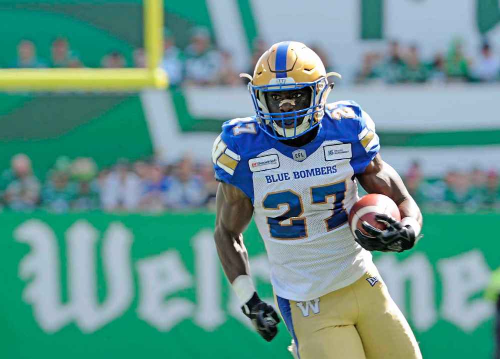 CP
MARK TAYLOR / THE CANADIAN PRESS
Running back Johnny Augustine filled the very big shoes left by Andrew Harris capably, scampering for 98 yards on 12 plays.