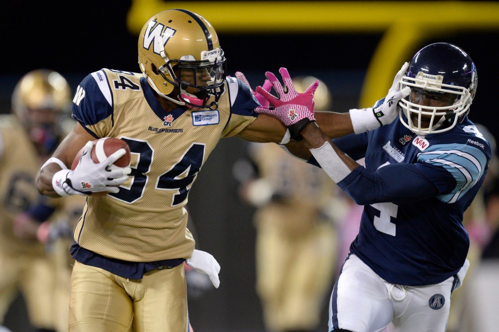 Frank Gunn / Canadian Press archives
Wallace Miles had a six-catch/100-yard performance against the Toronto Argonauts on Oct. 24th