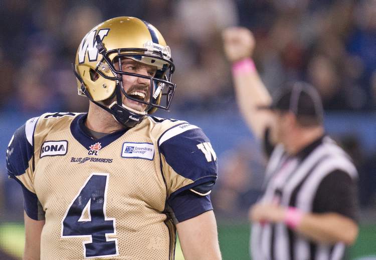 Nathan Denette / The Canadian Press
Buck Pierce and the Bombers have to win their final two games — and Edmonton has to lose their last two — to make the playoffs.