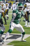 jonathan hayward / the canadian press
Roughriders running back Kory Sheets celebrates a TD during the fourth quarter Sunday. The MVP ran for 197 yards in the win.