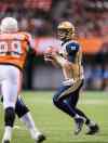 THE CANADIAN PRESS/Jimmy Jeong
Winnipeg Blue Bombers' quarterback Matt Nichols (15) looks downfield for a pass during the first half of a CFL football game in Vancouver, B.C., on Saturday.