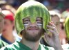 Fred Thornhill / THE CANADIAN PRESS
A Saskatchewan Roughriders fan wears traditional watermelon head gear at the Toronto Argonauts CFL home opener against the Roughriders in Toronto on July 5.