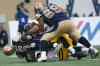 John Woods / The Canadian Press
Hamilton Tiger-Cats' Taylor Reed (44) and Adrian Tracy (93) sack Winnipeg Blue Bombers' quarterback Drew Willy (5) during which he sustained an injury and was taken off during the first half of CFL action in Winnipeg Thursday, July 2.