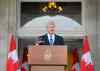 Justin Tang / The Canadian Press 
Prime Minister Stephen Harper holds a press conference after visiting Governor General David Johnston to dissolve parliament and trigger an election campaign at Rideau Hall in Ottawa Sunday.