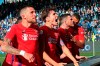 Fiorentina's Jordan Veretout, second from right, celebrates with his teammates after scoring during a Serie A soccer match between Spal and Fiorentina, at Paolo Mazza Stadium in Ferrara, Italy, Sunday, Feb. 17, 2019. (Elisabetta Baracchi/ANSA via AP)