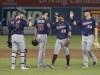 Minnesota Twins celebrate defeating the Toronto Blue Jays in their American League MLB baseball game in Toronto Tuesday May 7, 2019. THE CANADIAN PRESS/Fred Thornhill