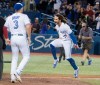 Toronto Blue Jays designated hitter Bo Bichette rounds the bases after hitting a walk off home run to beat the New York Yankees in the 12th inning of their American League MLB baseball game in Toronto on Friday, September 13, 2019. THE CANADIAN PRESS/Fred Thornhill