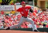 Washington Nationals starting pitcher Max Scherzer (31) delivers in the first inning during an exhibition spring training baseball game agains the St. Louis Cardinals on Monday, March 11, 2019, in Jupiter, Fla. (AP Photo/Brynn Anderson)