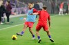 U.S. defender Sergino Dest warms up with teammates before a CONCACAF Nations League soccer match against Canada Friday, Nov. 15, 2019, in Orlando, Fla. (AP Photo/John Raoux)