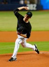Miami Marlins' Trevor Richards delivers a pitch during the first inning of a baseball game against the Atlanta Braves, Saturday, June 8, 2019, in Miami. (AP Photo/Wilfredo Lee)