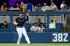 Miami Marlins left fielder Austin Dean catches a ball hit by Kansas City Royals' Alex Gordon during the fourth inning of a baseball game Saturday, Sept. 7, 2019, in Miami. (AP Photo/Wilfredo Lee)