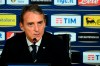 Italian national soccer team coach Roberto Mancini speaks during a press conference at the Coverciano training center, near Florence, Italy, Monday, March 18, 2019. (Claudio Giovannini/ANSA via AP)