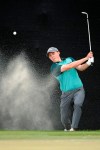 Matthew Fitzpatrick, of England, hits out of a bunker onto the 17th green during the third round of the Arnold Palmer Invitational golf tournament Saturday, March 9, 2019, in Orlando, Fla. (AP Photo/Phelan M. Ebenhack)