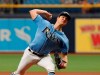 Tampa Bay Rays pitcher Tyler Glasnow works from the mound against the Toronto Blue Jays during the first inning of a baseball game on Sunday Sept. 8, 2019, in St. Petersburg, Fla. (AP Photo/Scott Audette)