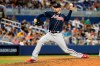 Atlanta Braves' Sean Newcomb pitches during the eighth inning of a baseball game against the Miami Marlins, Sunday, Aug. 11, 2019, in Miami. (AP Photo/Wilfredo Lee)