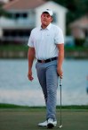 Adam Schenk reacts to his putt on the 18th hole during the second round of the Honda Classic golf tournament, Friday, March 1, 2019, in Palm Beach Gardens, Fla. (AP Photo/Wilfredo Lee)