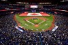 Members of the Toronto Blue Jays and the Detroit Tigers line up for the pre-game ceremony before an American League baseball game on opening day in Toronto, Thursday, March 28, 2019. THE CANADIAN PRESS/Frank Gunn