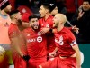 Toronto FC midfielder Jonathan Osorio (21) celebrates his goal during extra time MLS playoff soccer action against the D.C. United, in Toronto on Saturday, Oct. 19, 2019. THE CANADIAN PRESS/Frank Gunn