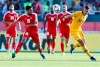 Australia's defender Trent Sainsbury , right, and Palestine's defender Day Dabbagh go for the balld uring the AFC Asian Cup group B soccer match between Australia and Palestine at Al Maktoum Stadium in Dubai, United Arab Emirates, Friday, Jan. 11, 2019. (AP Photo/Hassan Ammar)