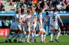 Germany players celebrate after teammate Sara Daebritz scored their side's second goal during the Women's World Cup round of 16 soccer match between Germany and Nigeria at Stade del Alpes in Grenoble, France, Saturday, June 22, 2019. (AP Photo/Laurent Cipriani)