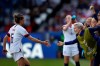 United States' Morgan Brian and Megan Rapinoe, right, celebrate after teammate Carli Lloyd scored their side's third goal during the Women's World Cup Group F soccer match between United States and Chile at Parc des Princes in Paris, France, Sunday, June 16, 2019. (AP Photo/Alessandra Tarantino)