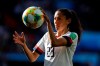 United States' Christen Press catches the ball during the Women's World Cup Group F soccer match between United States and Chile at Parc des Princes in Paris, France, Sunday, June 16, 2019. (AP Photo/Alessandra Tarantino)