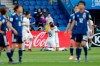 Argentina's Sole Jaimes, right, hugs teammate Aldana Cometti at the end of the Women's World Cup Group D soccer match between Argentina and Japan at the Parc des Princes in Paris, Monday, June 10, 2019. The match ended in a 0-0 draw. (AP Photo/Alessandra Tarantino)