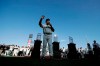 San Francisco Giants manager Bruce Bochy waves toward fans during a ceremony honoring Bochy after a baseball game between the Giants and the Los Angeles Dodgers in San Francisco, Sunday, Sept. 29, 2019. (AP Photo/Jeff Chiu, Pool)