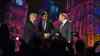 Sean Kilpatrick / CP
Conservative leader Stephen Harper, left, and NDP leader Tom Mulcair shake hands as Liberal leader Justin Trudeau looks on during their introduction prior to the Globe and Mail hosted leaders' debate in Calgary on September 17, 2015.