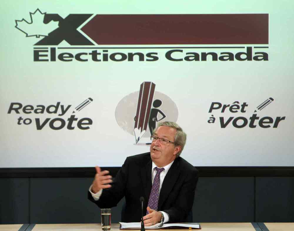 CP
Marc Mayrand, Chief Electoral Officer holds a news conference to discuss and provide information for electors regarding the October 19th Federal General Election, in Ottawa, Monday September 14, 2015. (Fred Chartrand / The Canadian Press)