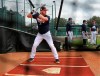 Atlanta Braves newly acquired third baseman Josh Donaldson takes some batting practice during spring training baseball practice, Wednesday, Feb. 20, 2019, in Kissimmee, Fla. (Curtis Compton/Atlanta Journal-Constitution via AP)