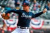 Atlanta Braves' Sean Newcomb pitches during the first inning of an exhibition baseball game against the Cincinnati Reds on Tuesday, March 26, 2019, in Atlanta. (AP Photo/John Amis)