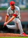 Cincinnati Reds' Alex Wood pitches against the Atlanta Braves during the first inning of a baseball game Friday, Aug. 2, 2019, in Atlanta. (AP Photo/John Amis)