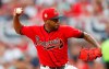 Atlanta Braves starting pitcher Julio Teheran works against the Miami Marlins during the first inning of a baseball game Friday, July 5, 2019, in Atlanta. (AP Photo/John Bazemore)