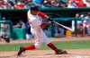 Boston Red Sox' Mookie Betts connects on a solo-home run in the seventh inning of a spring training baseball game against the Atlanta Braves Saturday, March 16, 2019, in Fort Myers, Fla. (AP Photo/John Bazemore)