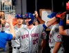 New York Mets' Pete Alonso (20) celebrates after hitting a two-run home run during the seventh inning of the team's baseball game against the Atlanta Braves on Thursday, April 11, 2019, in Atlanta. (AP Photo/John Bazemore)