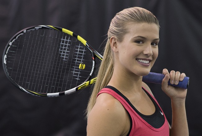 Canadian tennis player Eugenie Bouchard poses for a photograph in Montreal, Sunday, December 22, 2013. Bouchard has won the Bobbie Rosenfeld Award as Canada's female athlete of the year. THE CANADIAN PRESS/Graham Hughes