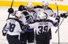 REUTERS
Winnipeg Jets' winger Andrew Ladd (16) celebrates his game-winning goal against the Philadelphia Flyers with teammates Bryan Little (18), Tobias Engstrom (39) and Blake Wheeler (R) during the third period of their NHL ice hockey game in Philadelphia Thursday.