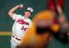 PHOTOS BY PHIL HOSSACK / WINNIPEG FREE PRESS
Winnipeg Goldeyes pitcher Parker French hurls a fastball in the top of the first inning at Chicago Dogs' Kelly Dugan Wednesday evening at Shaw Park.