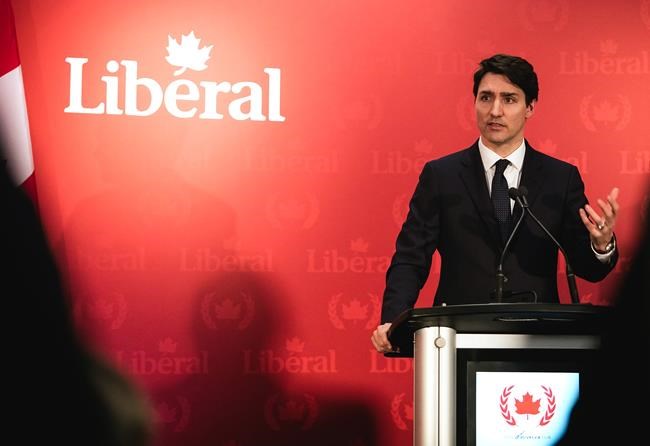 Prime Minister Justin Trudeau delivers remarks to Liberal supporters in Halifax on Wednesday February 20, 2019. Trudeau visited friendly Nova Scotia territory on Wednesday evening to thank fundraisers and recall happier times, as controversies rage in Ottawa. THE CANADIAN PRESS/Riley Smith