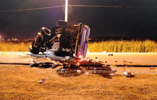 Vann Hansell's truck after a Sept. 6, 2011 fatal crash on Dugald Road
