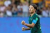 Australia's Sam Kerr celebrates after scoring her side's third goal during the Women's World Cup Group C soccer match between Jamaica and Australia at Stade des Alpes stadium in Grenoble, France, Tuesday, June 18, 2019. (AP Photo/Laurent Cipriani)